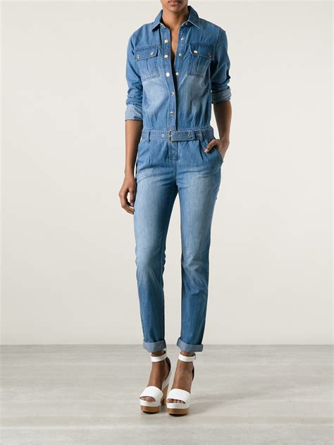 blue michael kors jumpsuit|michael kors belted denim jumpsuit.